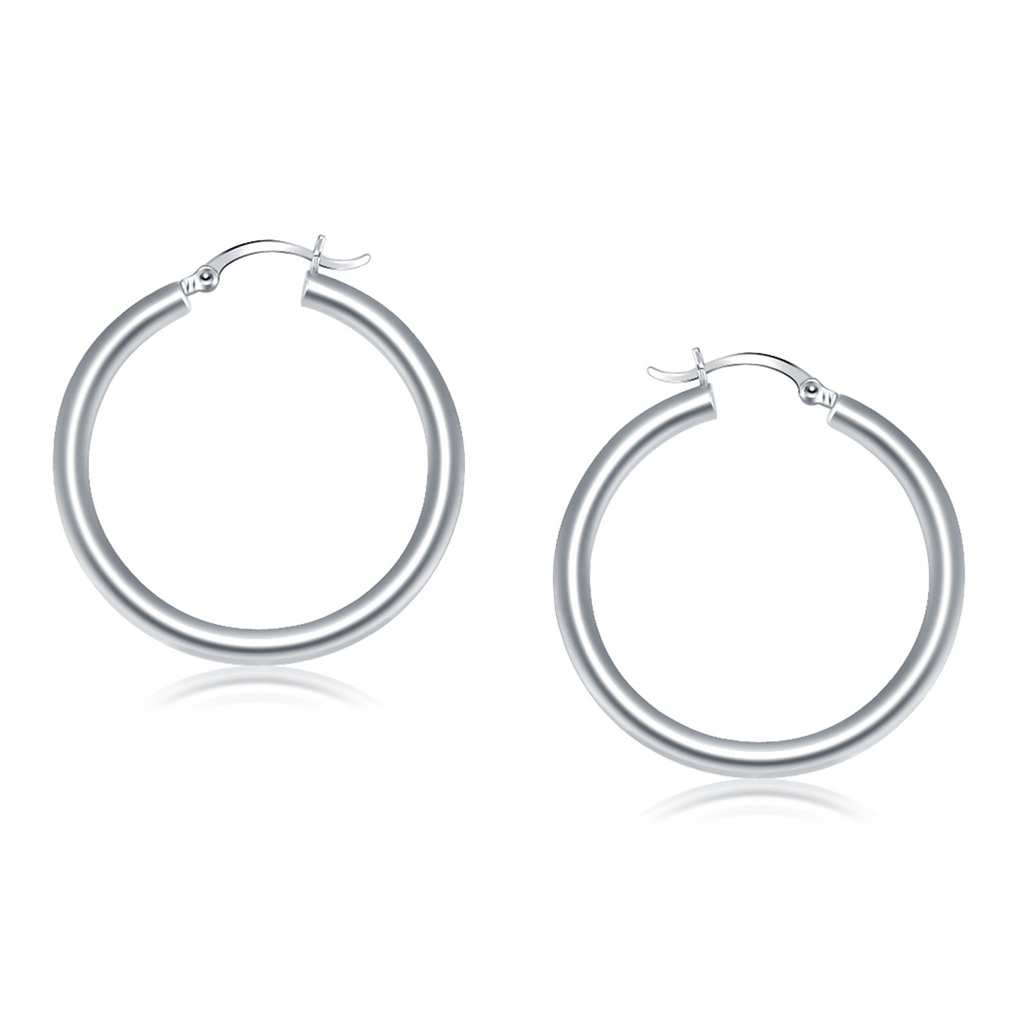 14k White Gold Polished Hoop Earrings | 40mm Diameter