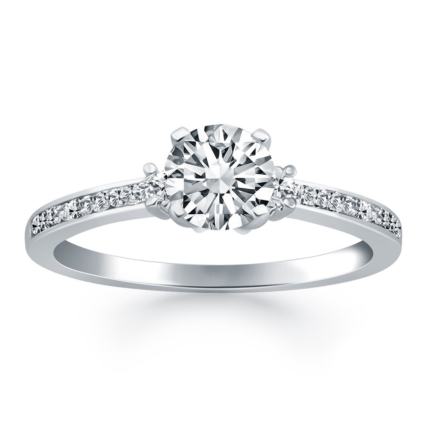 14k White Gold Diamond Accent Engagement Ring - Sparkling and Elegant