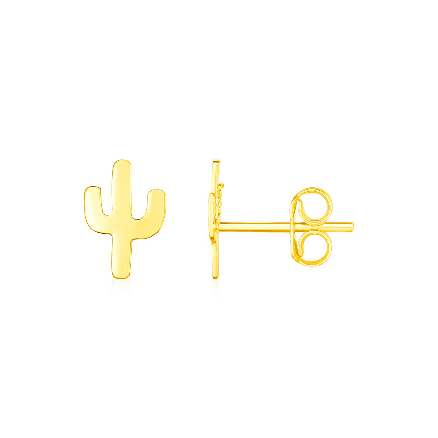 14K Yellow Gold Petite Cactus Earrings - Elegant and Timeless Jewelry