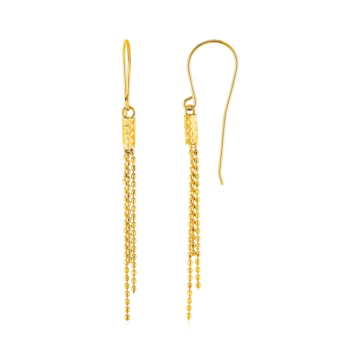 Earrings with Fine Chain Dangles in 10k Yellow Gold - Sparkle and Style