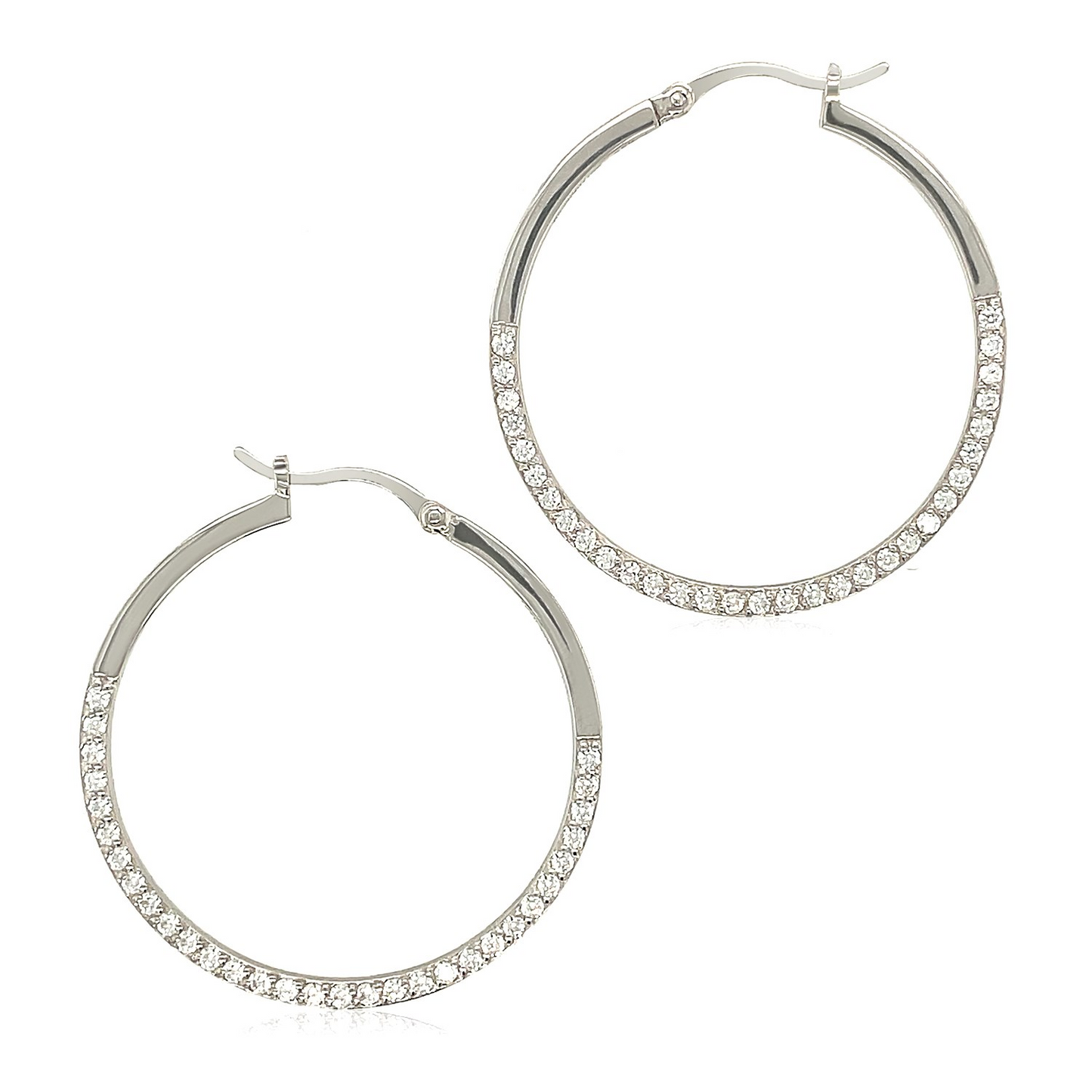 Sterling Silver Large Textured Rectangular Profile Hoop Earrings - Elegant and Versatile Jewelry