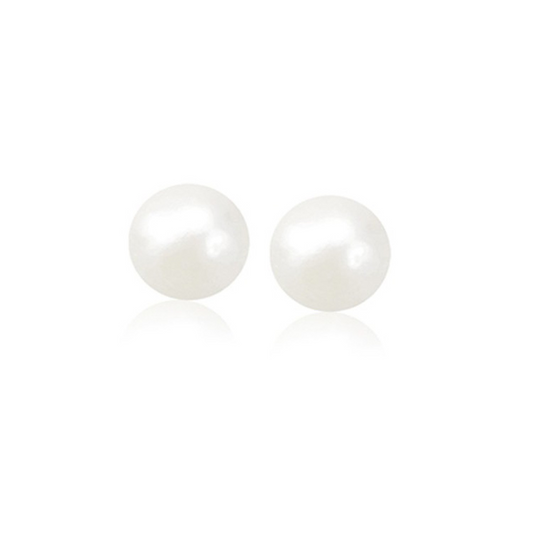 14k Yellow Gold Freshwater Cultured White Pearl Stud Earrings (8.0 mm) - Elegant Jewelry for Every Occasion