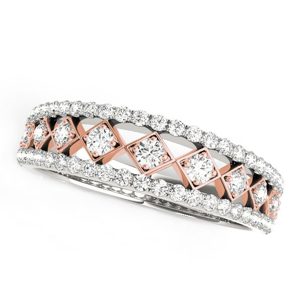 14k White And Rose Gold Diamond Band (3/8 cttw) - Stunning Two-Tone Ring