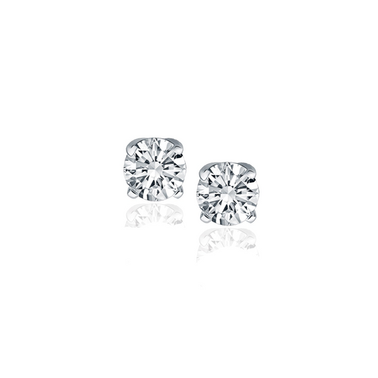 14k White Gold Diamond Four Prong Stud Earrings (1/2 cttw) - Elegant and Timeless Jewelry