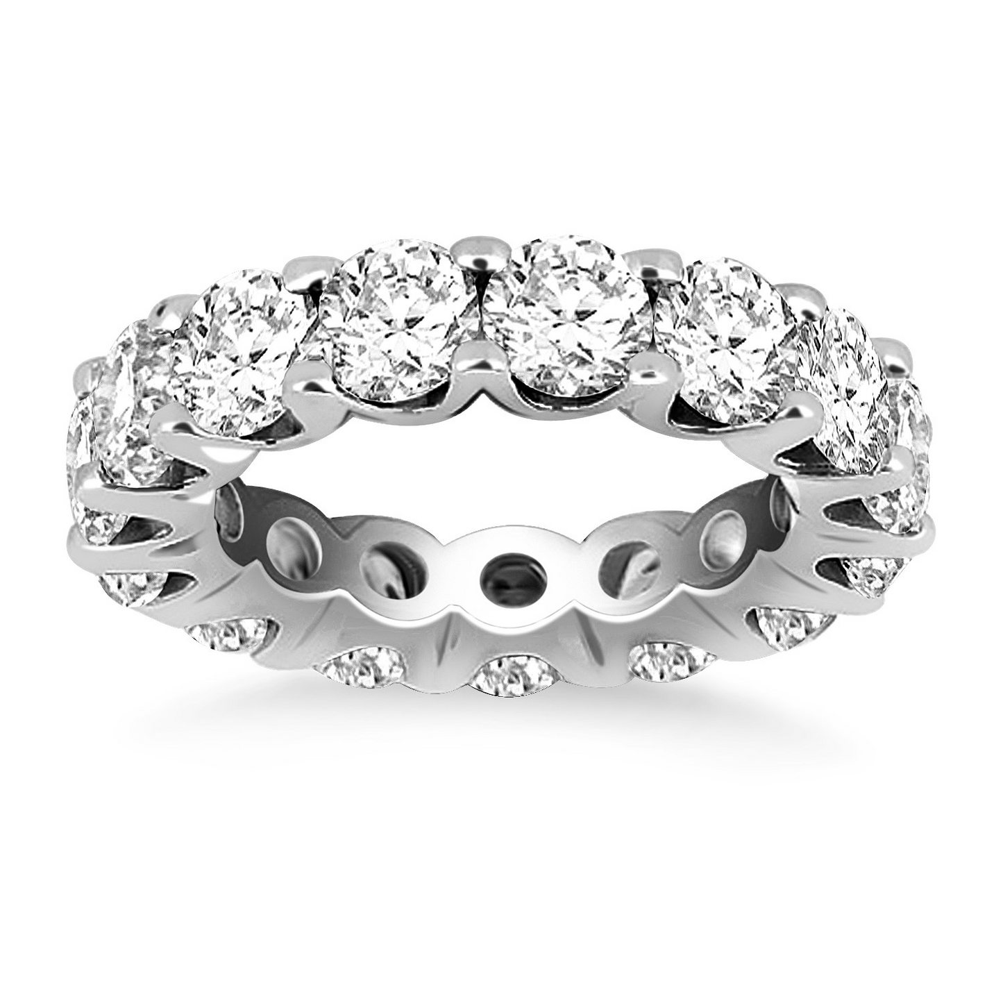 14k White Gold Round Diamond Decorated Eternity Ring - Exquisite and Timeless