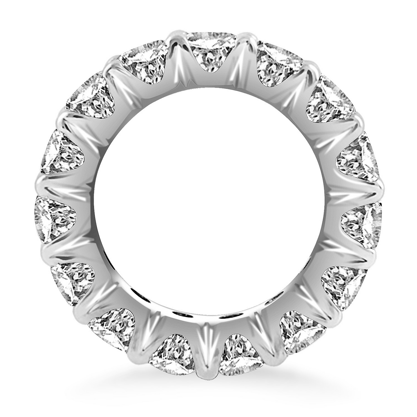 14k White Gold Round Diamond Decorated Eternity Ring - Exquisite and Timeless