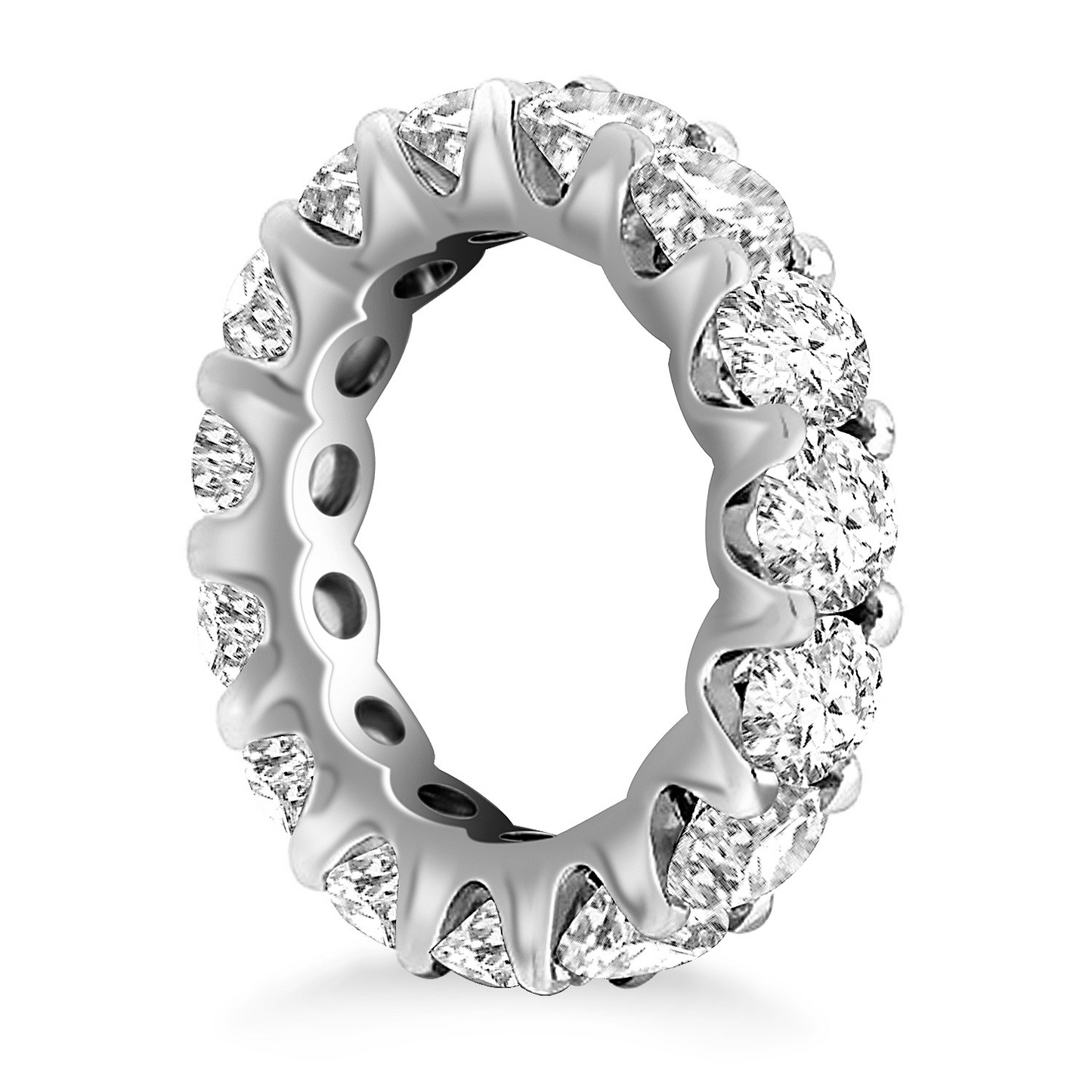 14k White Gold Round Diamond Decorated Eternity Ring - Exquisite and Timeless