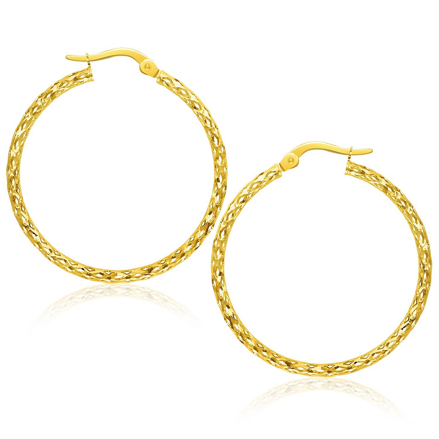 Large Textured Hoop Earrings in 10k Yellow Gold - Stylish Accessories for a Chic Look