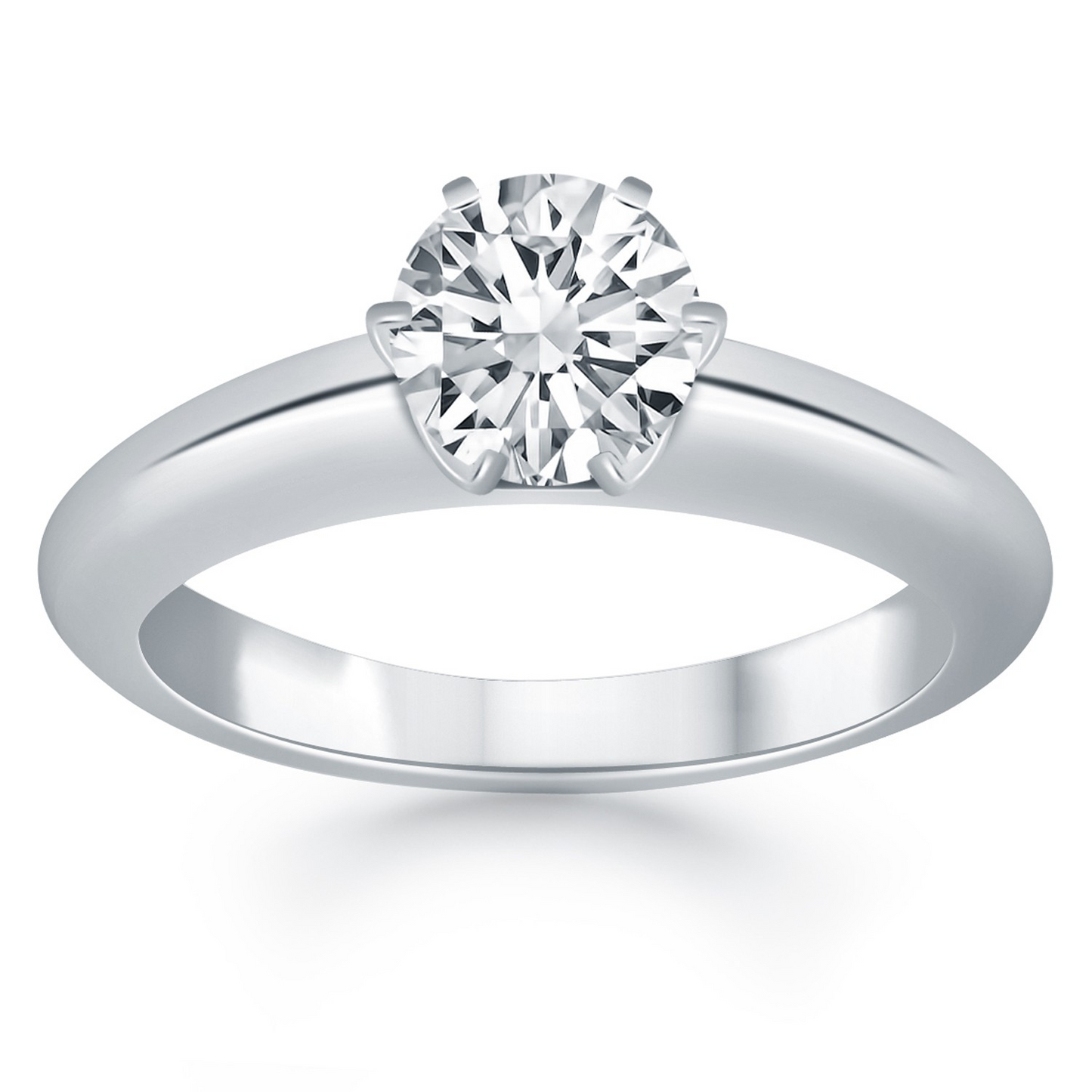 14k White Gold Solitaire Cathedral Engagement Ring - Elegant and Timeless