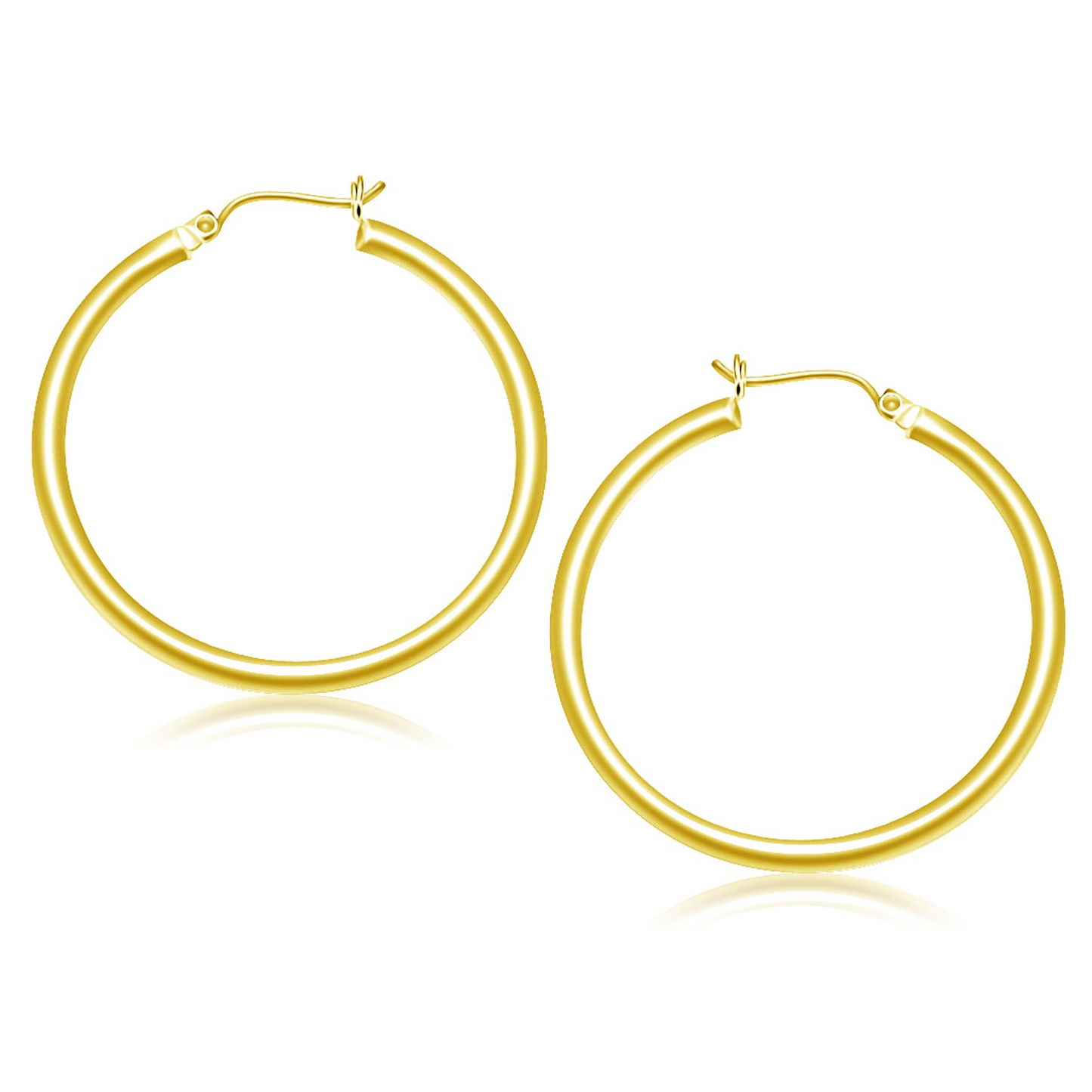 14k Yellow Gold Polished Hoop Earrings (40 mm) - Stylish and Timeless Accessories