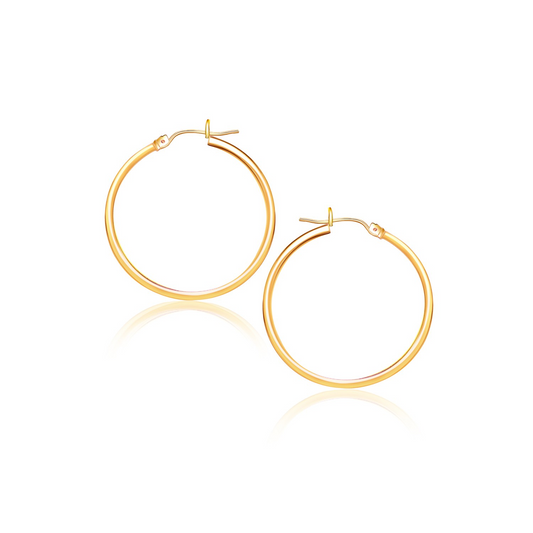 14k Yellow Gold Polished Hoop Earrings (40 mm) | Shop Now at JewelryEmporium.com