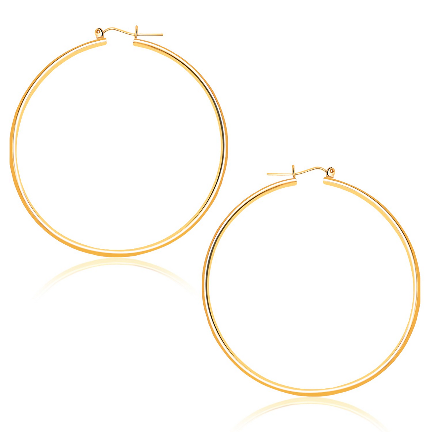 14k Yellow Gold Polished Hoop Earrings (45 mm) - Elegant and Timeless Jewelry