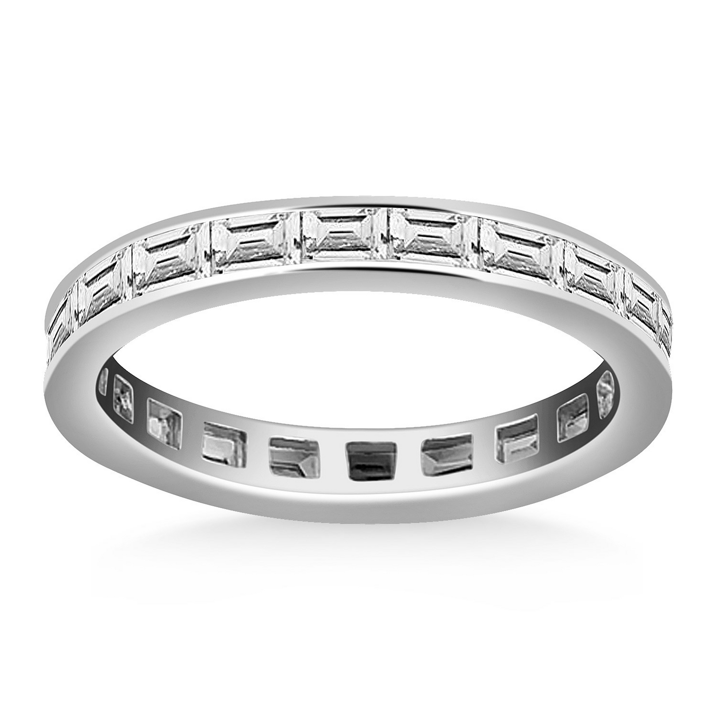 14k White Gold Eternity Ring with Baguette Diamonds - Elegant and Timeless