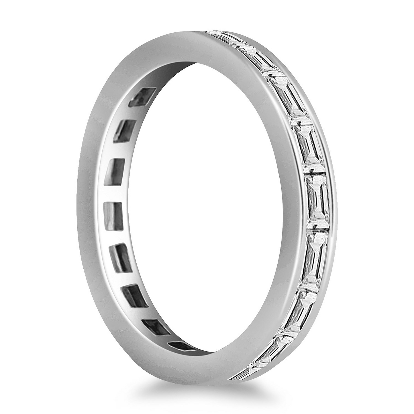 14k White Gold Eternity Ring with Baguette Diamonds - Elegant and Timeless