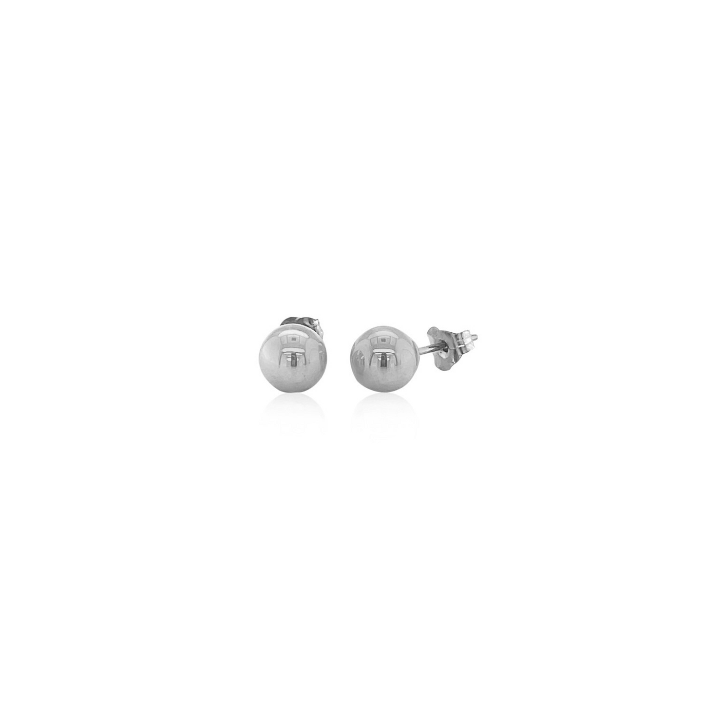 14k White Gold Classic Round Stud Earrings (6.0 mm) - Elegant Jewelry for Every Occasion