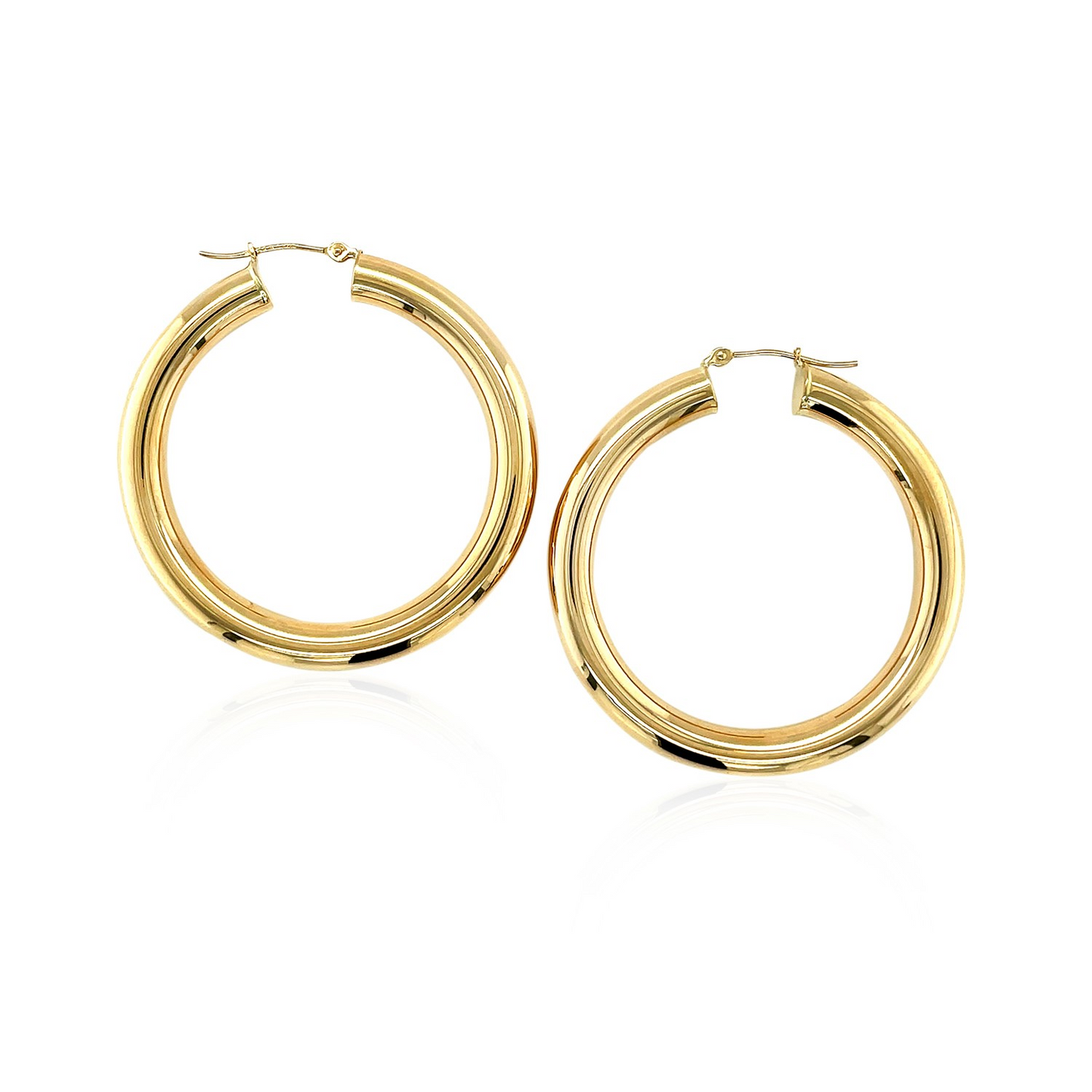 14k Yellow Gold Polished Hoop Earrings (40 mm) - Elegant Jewelry for Every Occasion