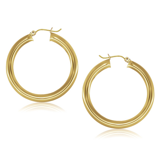 14k Yellow Gold Polished Hoop Earrings (40 mm) - Elegant Jewelry for Every Occasion