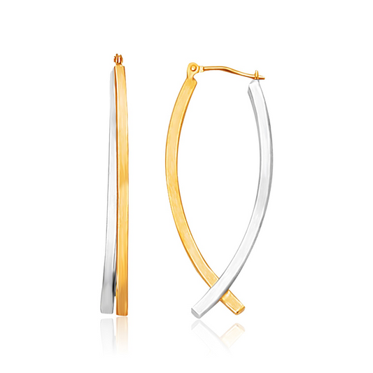 14k Two-Tone Gold Double Row Fancy Drop Earrings | Shop Now