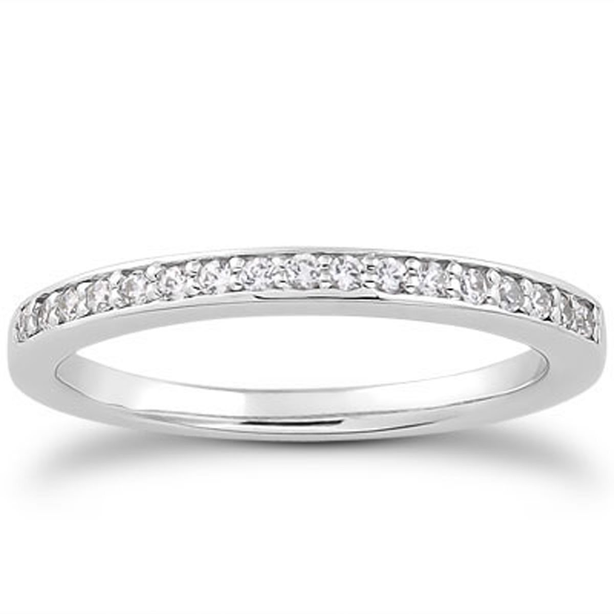 14k White Gold Micro-pave Flat Sided Diamond Wedding Ring Band - Elegant and Sparkling