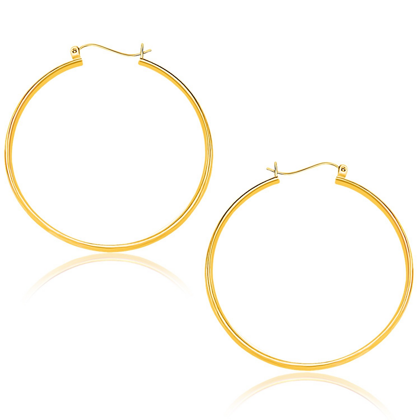 10k Yellow Gold Polished Hoop Earrings (40mm) - Classic and Stylish Jewelry