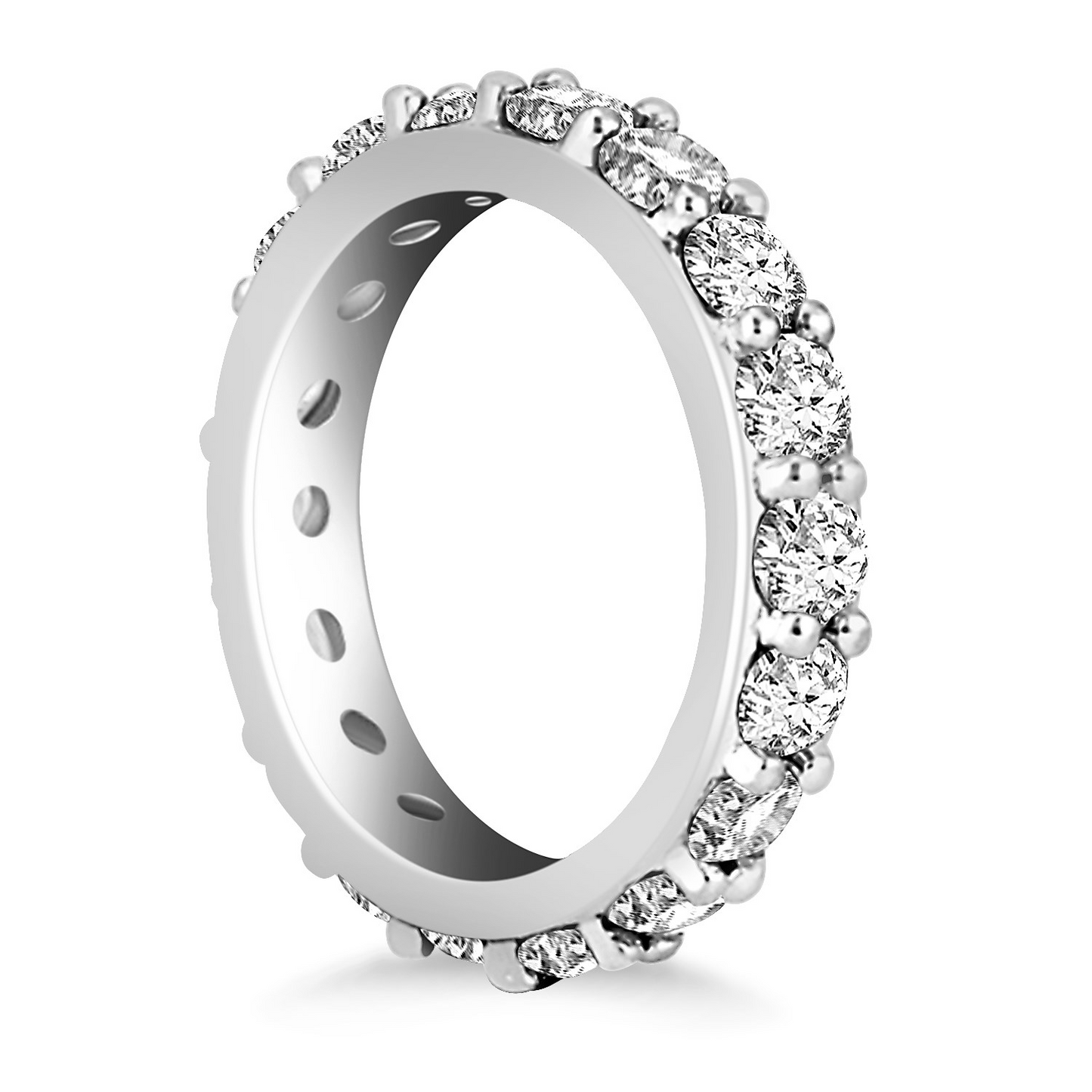 14k White Gold Round Cut Diamond Eternity Ring - Stunning and Timeless