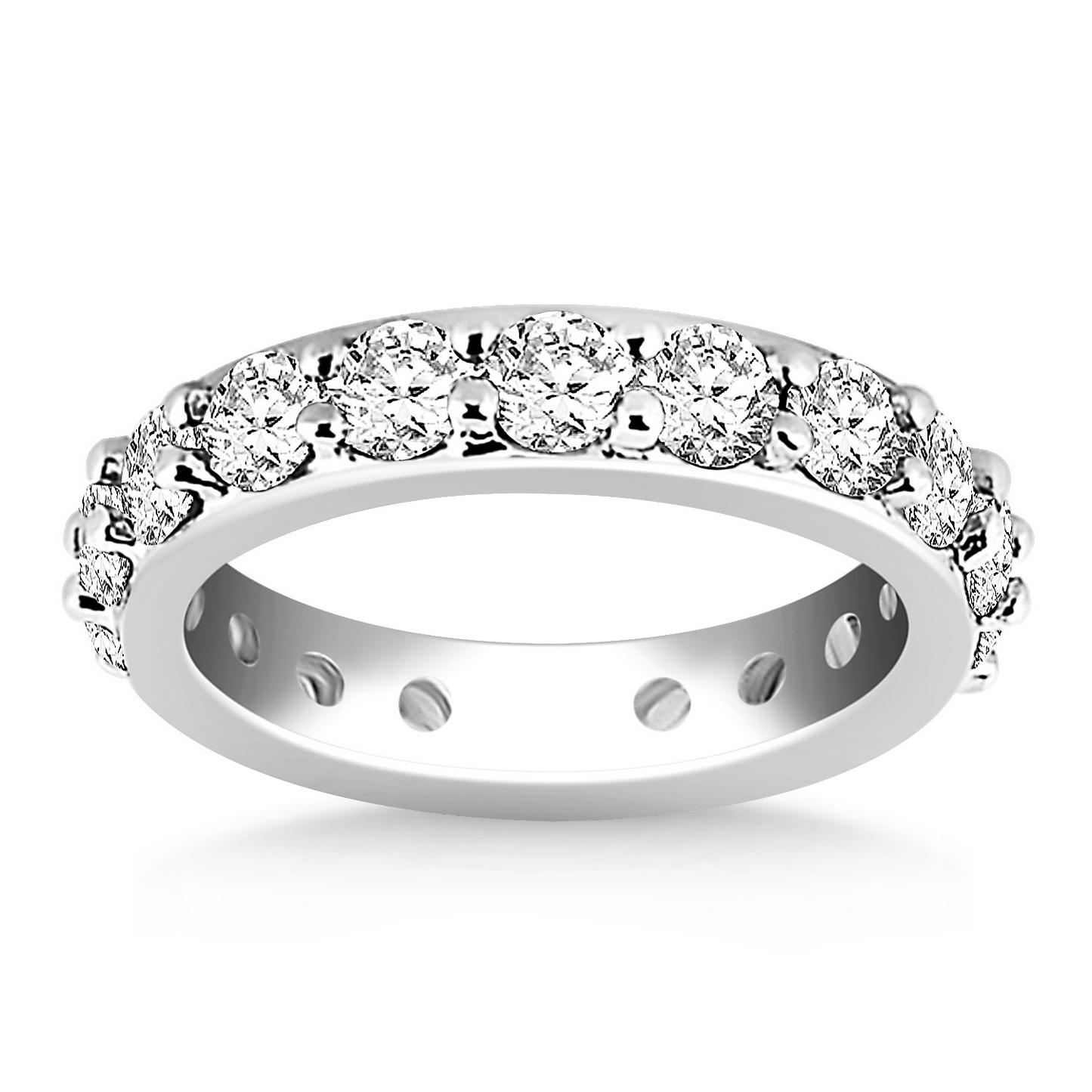 14k White Gold Round Cut Diamond Eternity Ring - Stunning and Timeless