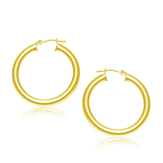 14k Yellow Gold Polished Hoop Earrings (30 mm) - Timeless Style & Craftsmanship