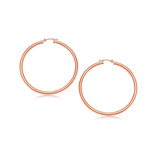 14k Rose Gold Polished Hoop Earrings (25 mm) - Elegant Jewelry for Every Occasion