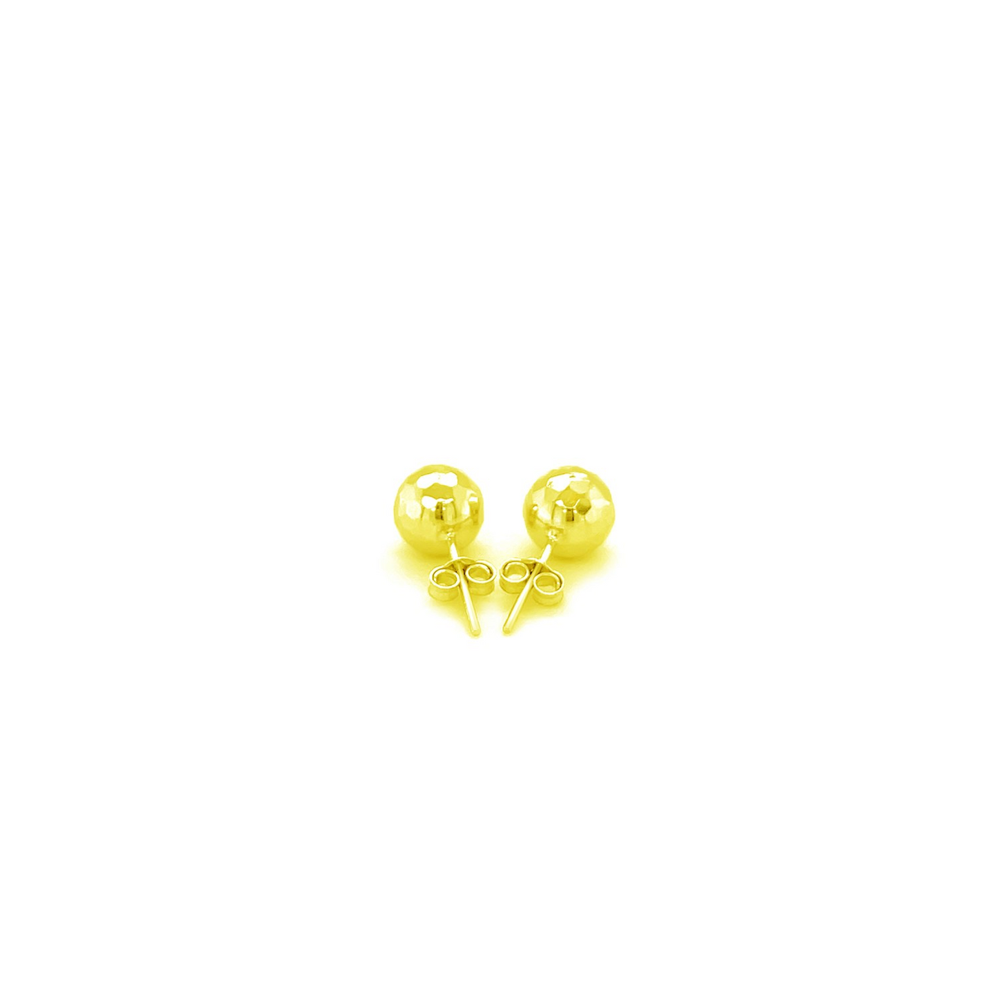 14k Yellow Gold Ball Earrings with Faceted Texture | Shop Now