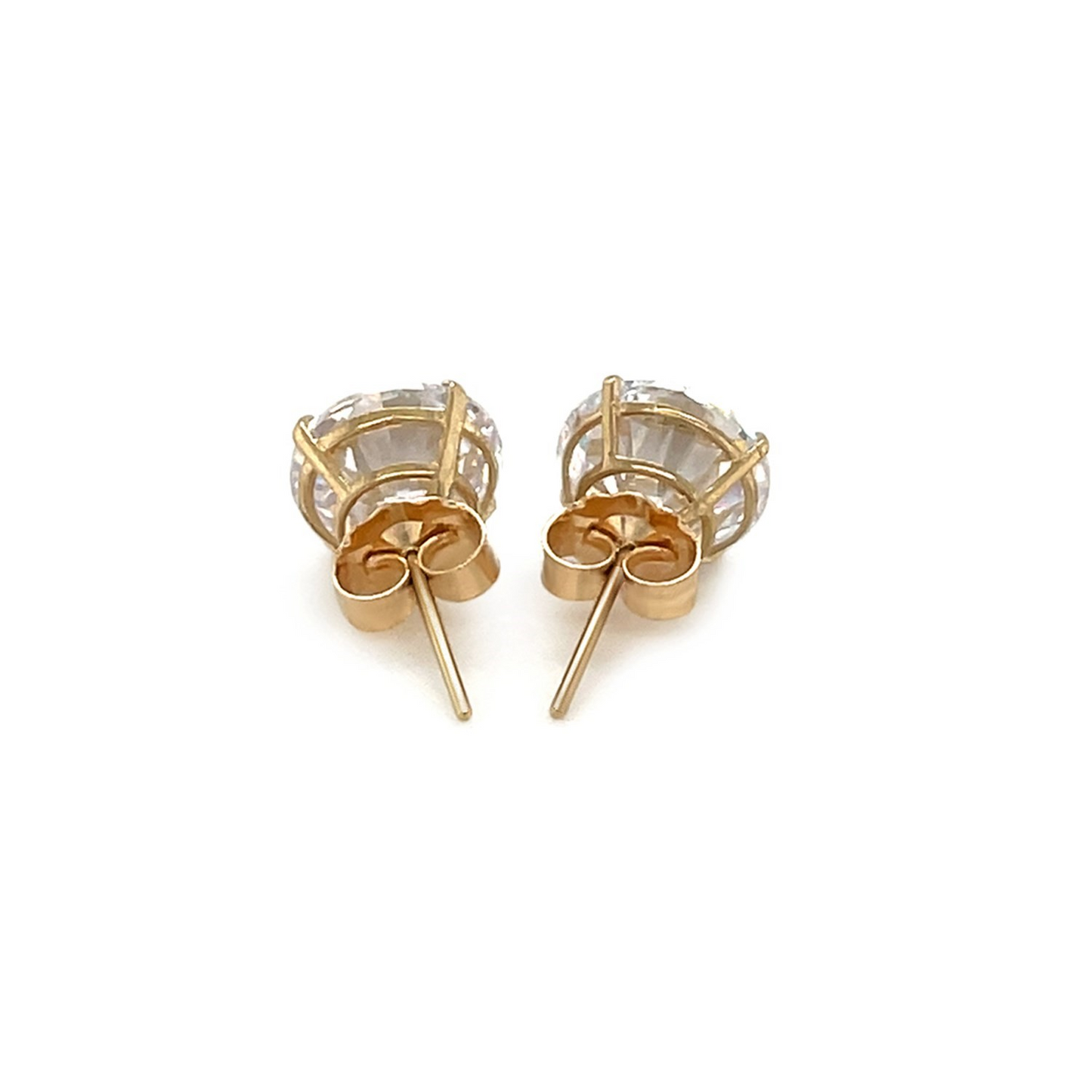 14k Yellow Gold 8.0mm Round CZ Stud Earrings | Stunning Sparklers