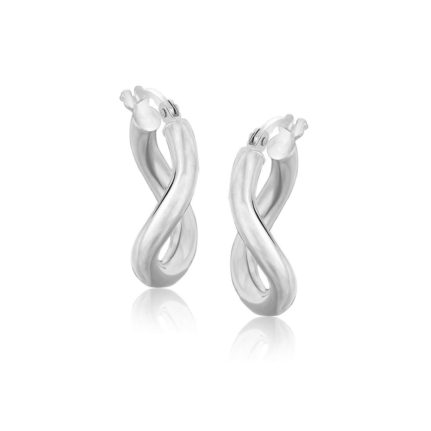 14k White Gold Italian Twist Hoop Earrings (5/8 inch Diameter) - Elegant and Timeless Jewelry