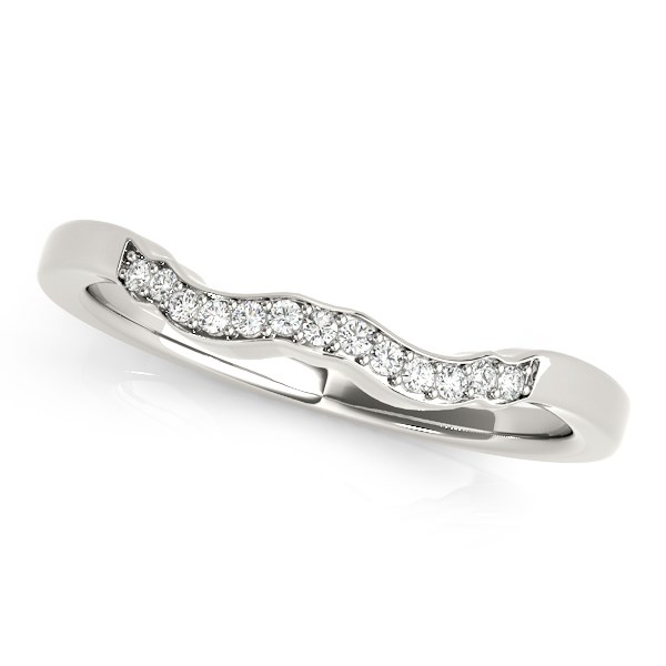 14k White Gold Wavy Style Diamond Wedding Ring (1/15 cttw) - Radiate Simplicity and Style