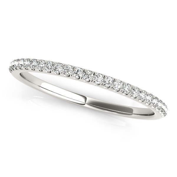 14k White Gold Round Diamond Pave Set Wedding Band (1/8 cttw) - Elegant and Timeless