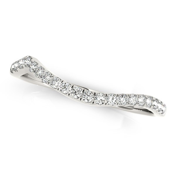 14k White Gold Curvy Design Diamond Wedding Band (1/8 cttw) - Elegant and Timeless