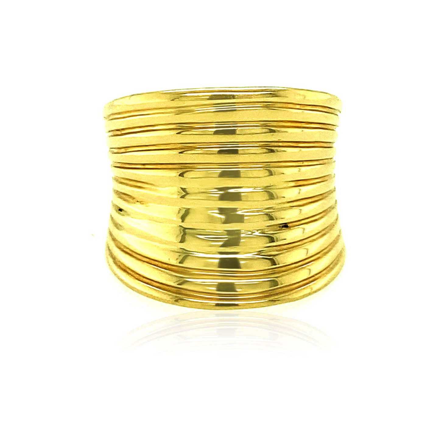 14k Yellow Gold Polished Multi Band Ring - Eye-Catching and Timeless