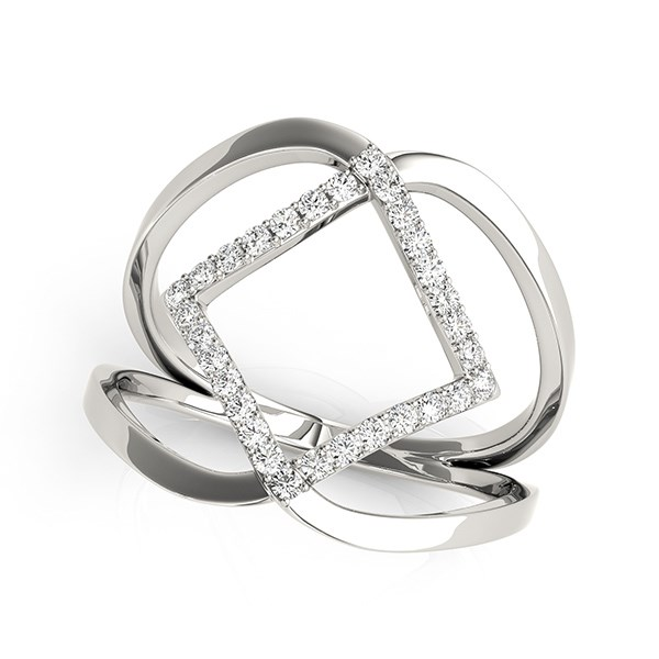 14k White Gold Interlaced Design Diamond Ring (1/5 cttw) - Elegant and Timeless