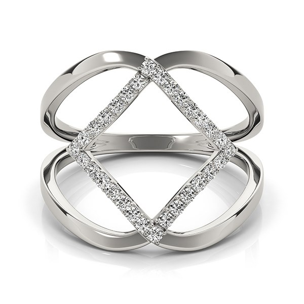 14k White Gold Interlaced Design Diamond Ring (1/5 cttw) - Elegant and Timeless