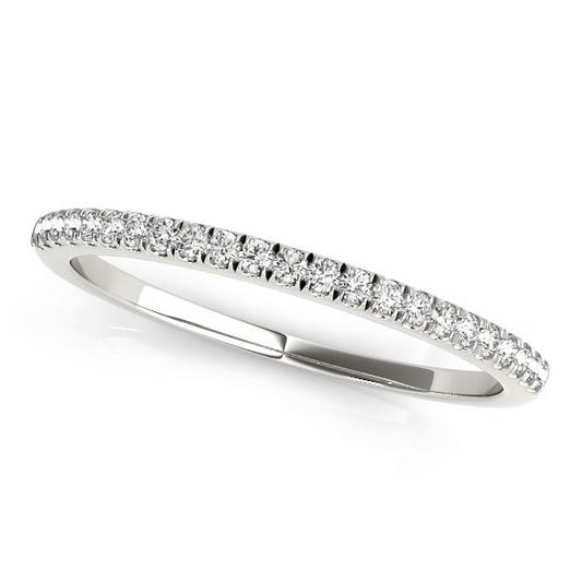 14k White Gold Classic Pave Set Diamond Wedding Band (1/8 cttw)