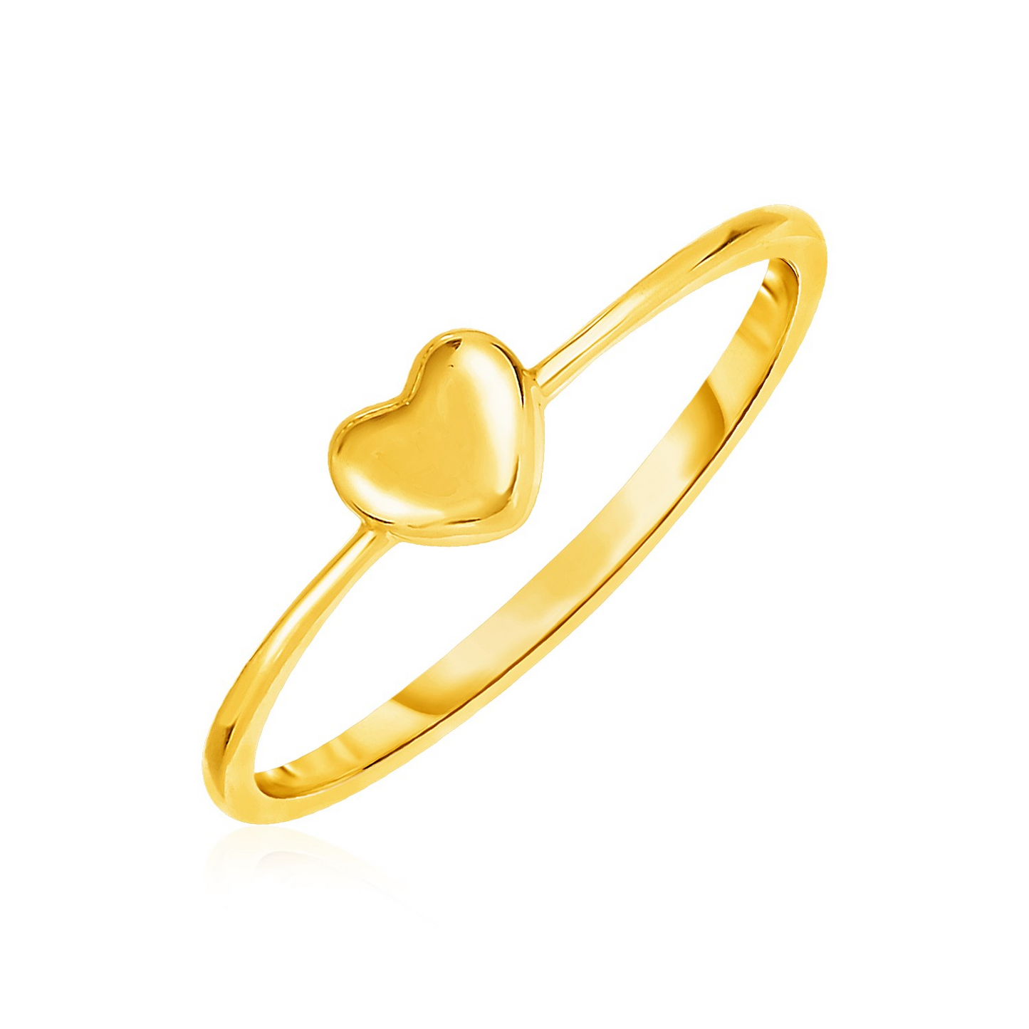 14k Yellow Gold Ring with Puffed Heart - Timeless and Stunning