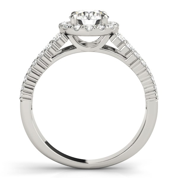 14k White Gold Graduated Pave Set Shank Diamond Engagement Ring (1 5/8 cttw) - Radiate Elegance