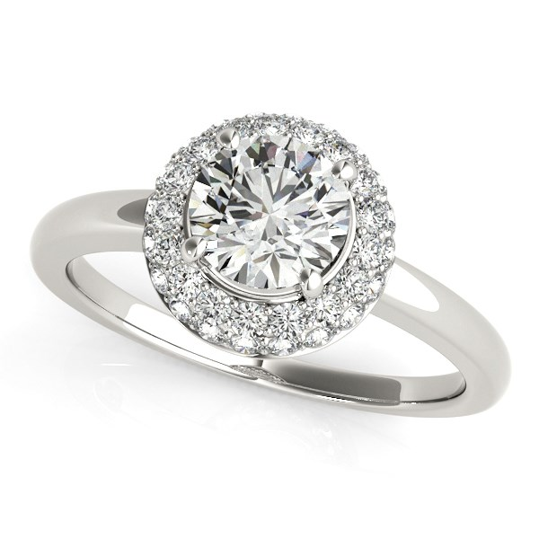 Diamond Engagement Ring with Pave Halo Stones in 14k White Gold (1 3/8 cttw)