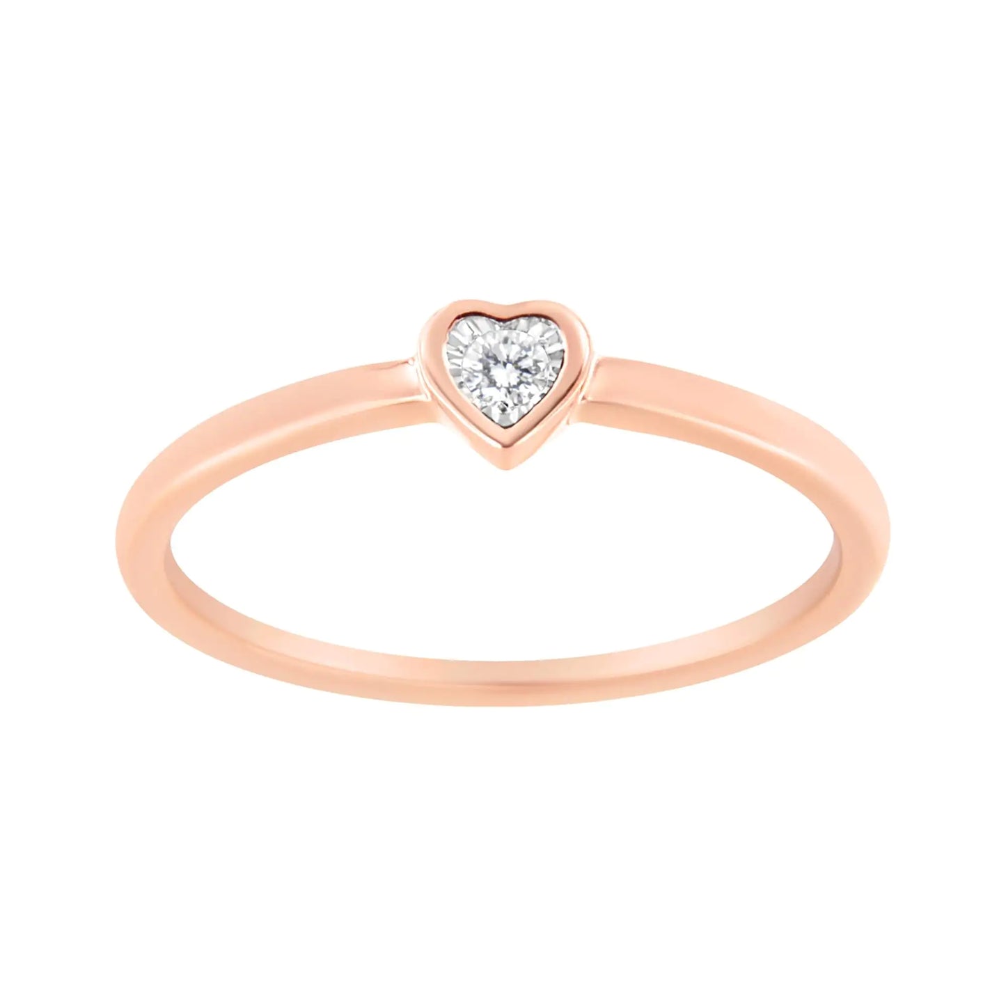 14K Rose Gold Plated .925 Sterling Silver Miracle Set Diamond Accent Heart Shaped Promise Ring (J-K Color, I1-I2 Clarity)