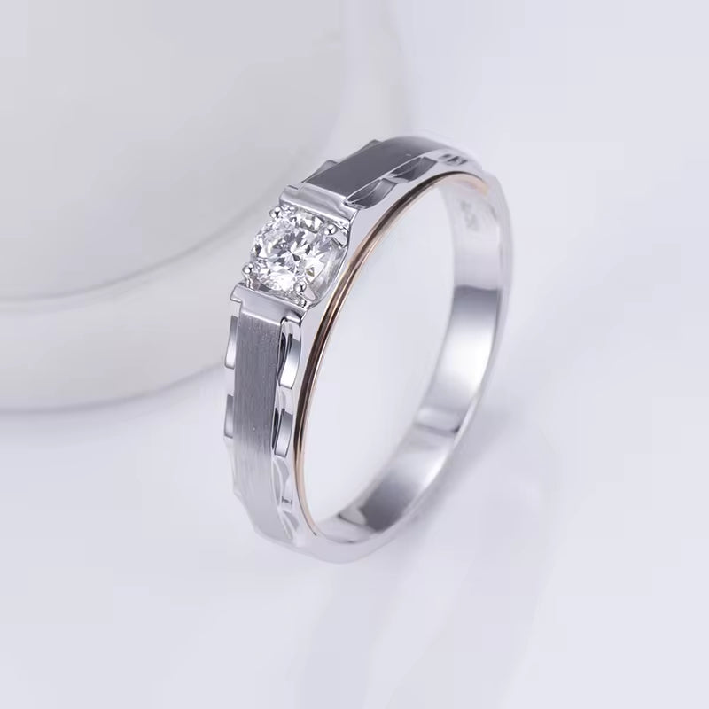 Messi Jewelry RD 0.33Ct D VS1 18K White and Rose Gold Lab Grown Diamond Fashion Jewelry Rings