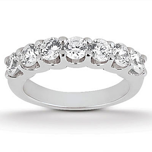 14k White Gold Diamond Scalloped Shared U Prong Setting Wedding Ring Band - Stunning Elegance for Your Special Day