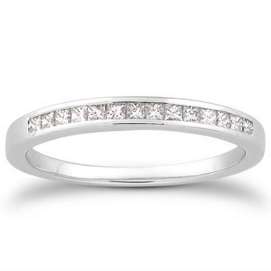 14k White Gold Channel Set Princess Diamond Wedding Ring Band - Stunning and Elegant | Jewelry Store