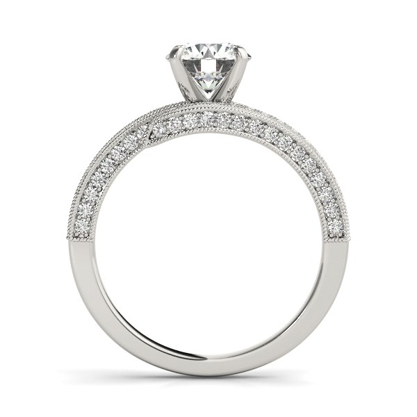 14k White Gold Round Diamond Bypass Style Engagement Ring (1 1/2 cttw) - Stunning Antique Design