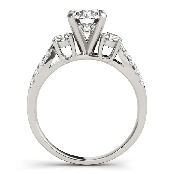 14k White Gold Split Shank 3 Stone Round Diamond Engagement Ring (2 cttw) | Elegant Vintage Design