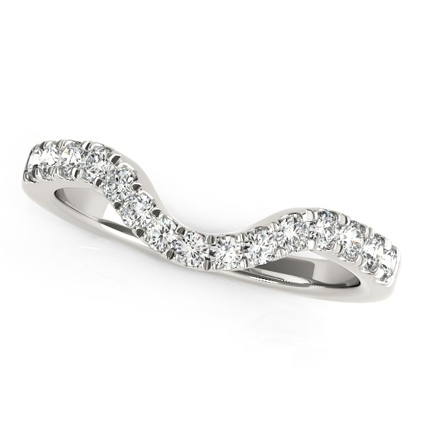 14k White Gold Curved Style Wedding Ring with Diamonds (1/3 cttw) - Elegant and Timeless