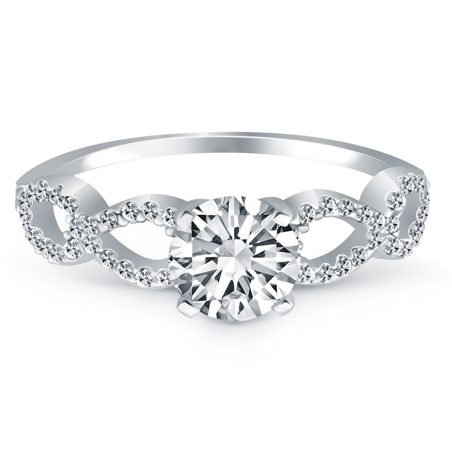 14k White Gold Double Infinity Diamond Engagement Ring