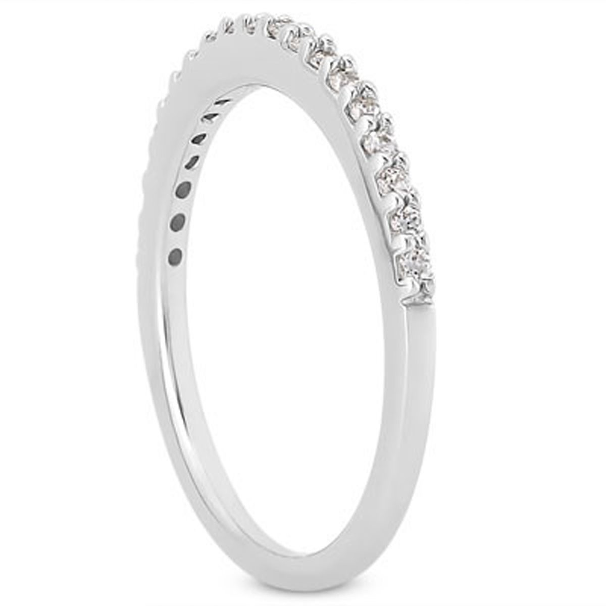 14k White Gold Slim Profile Diamond Micro Prong Wedding Ring Band